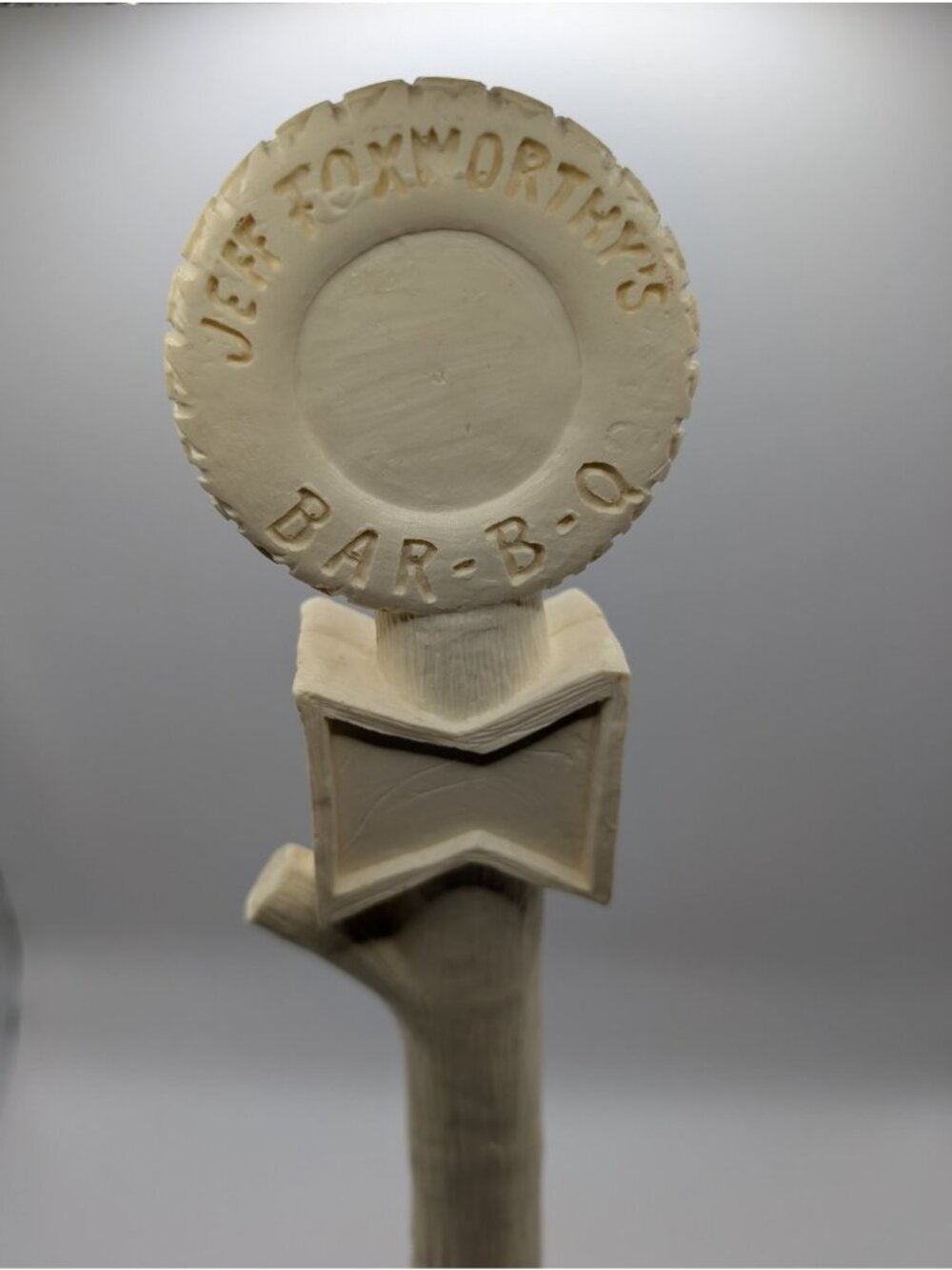 JEFF FOXWORTHY'S BAR-B-Q Tap Handle Cream  Tree Trunk Design - Picture 2 of 5